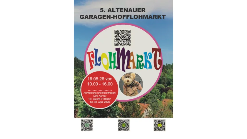 5. Altenauer Garagen-Hofflohmarkt - Am Samstag, den 16.05.26 startet ab 10 Uhr der 5. Altenauer Garagenflohmarkt.