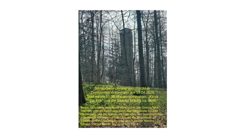 Bärlauchwanderung - Start der Wanderung ist um 10.00 Uhr am ehemaligen "Kiosk Am Eck" in WIldemann!