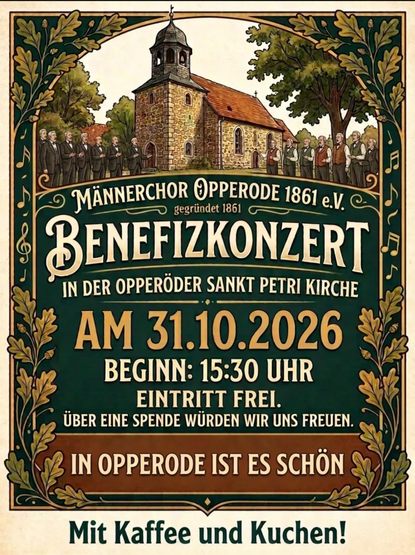 Benefizkonzert - Benefizkonzert des Männerchores Opperode 1861 e.V.