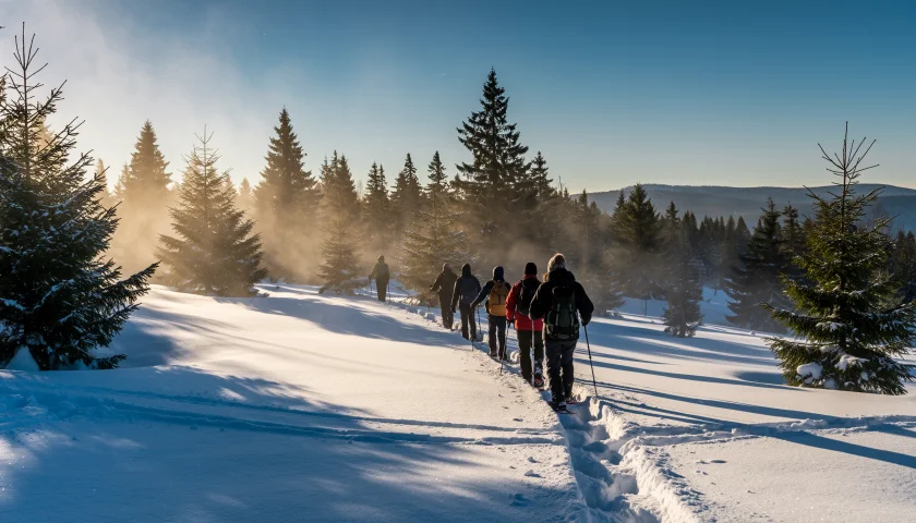 Geführte Schneeschuh-Tour - Erleben Sie bei einer geführten Schneeschuh-Tour die stille Magie verschneiter Landschaften und spüren Sie die reine Kraft des Winters hautnah.