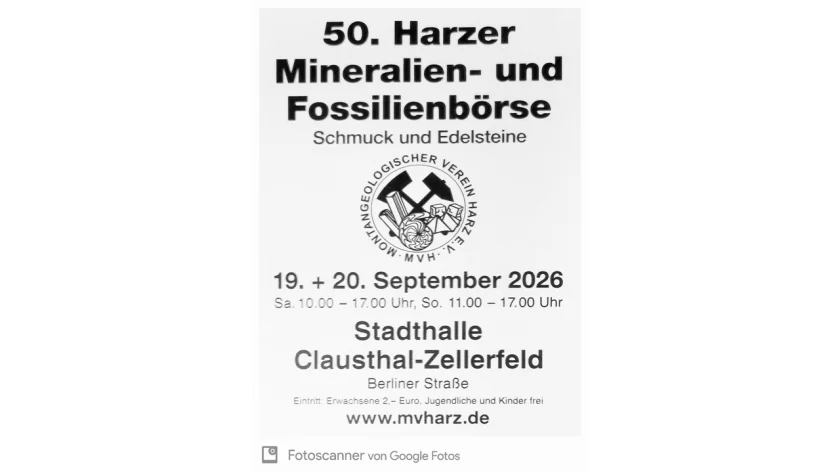 50. Harzer Mineralien- und Fossilienbörse - 50. Harzer Mineralien- und Fossilienbörse