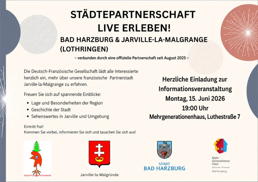 Informationsveranstaltung zur Städtepartnerschaft Bad Harzburg – Jarville-la-Malgrange