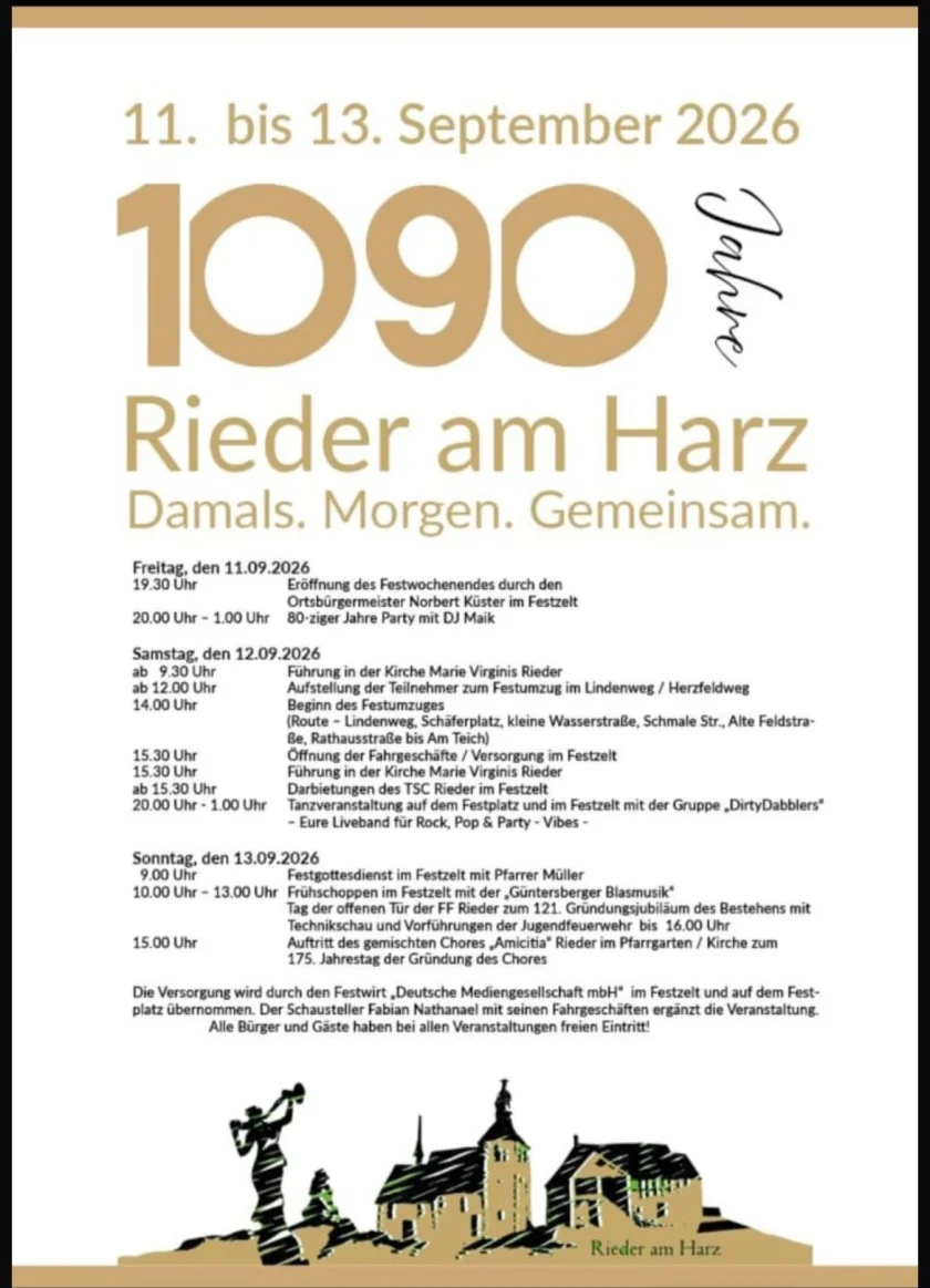 1090 Jahre Rieder am Harz