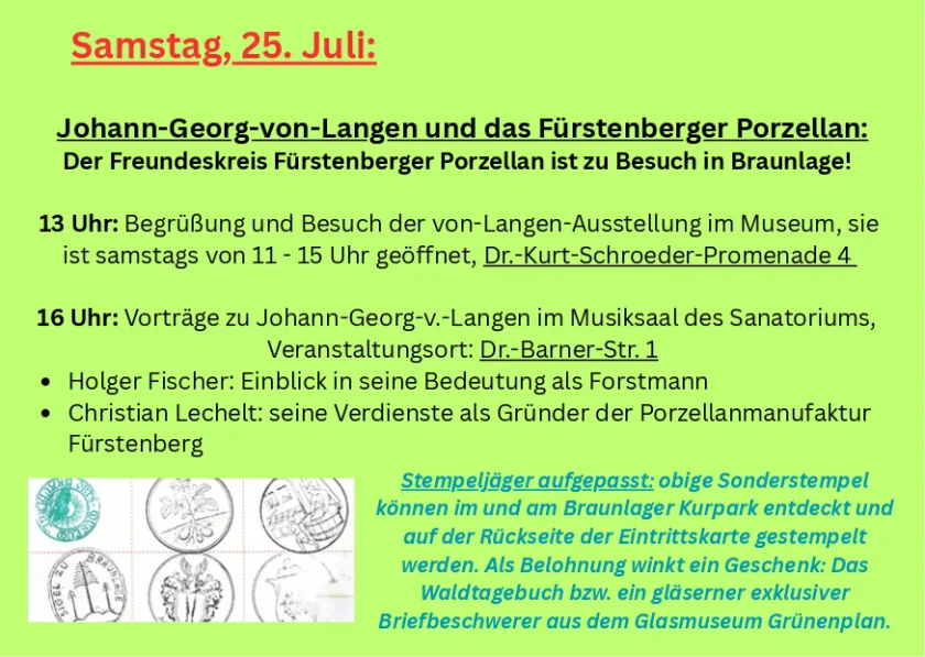 Johann-Georg-von-Langen und das Fürstenberger Porzellan: Der Freundeskreis Fürstenberger Porzellan ist zu Besuch in Braunlage!