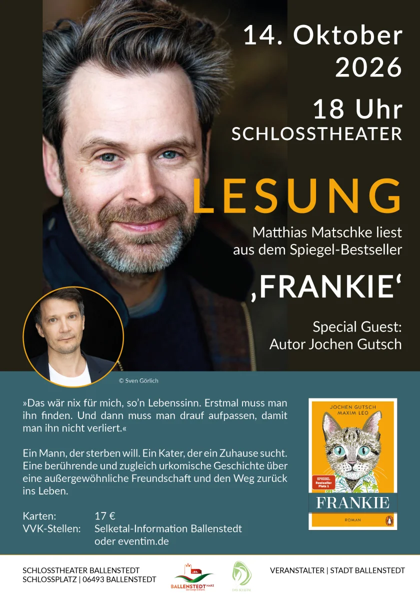 Matthias Matschke liest: "Frankie" - Lesung "Frankie"Matthias Matschke liest aus dem Spiegel Bestseller "Frankie"