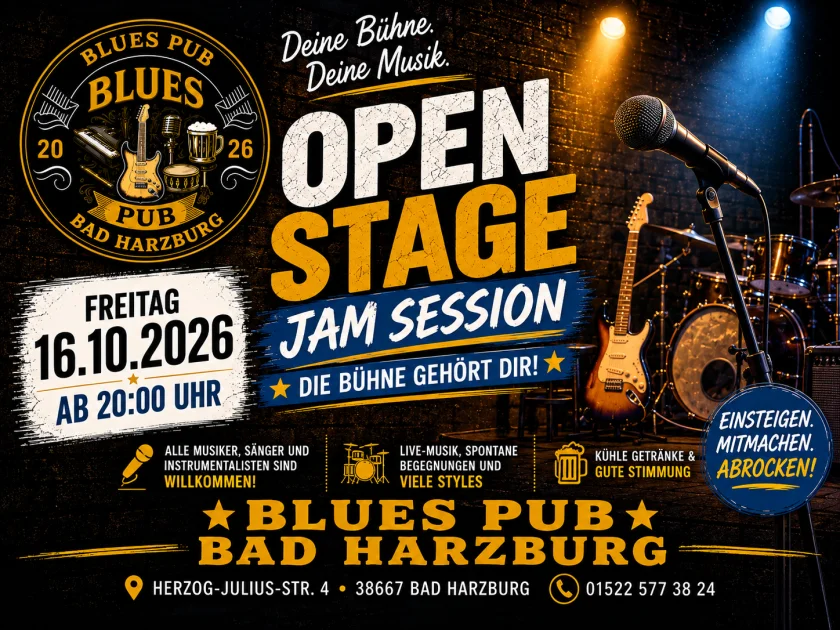 OPEN STAGE IM BLUES PUB! - Instrument mitbringen, einsteigen, mitspielen