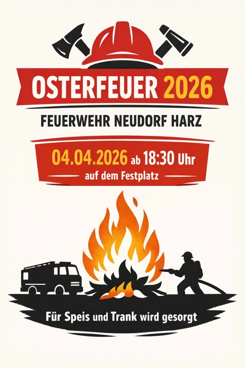 Osterfeuer Neudorf - Das Traditionelle Osterfeuer in Neudorf findet am Gerätehaus der Feuerwehr statt.