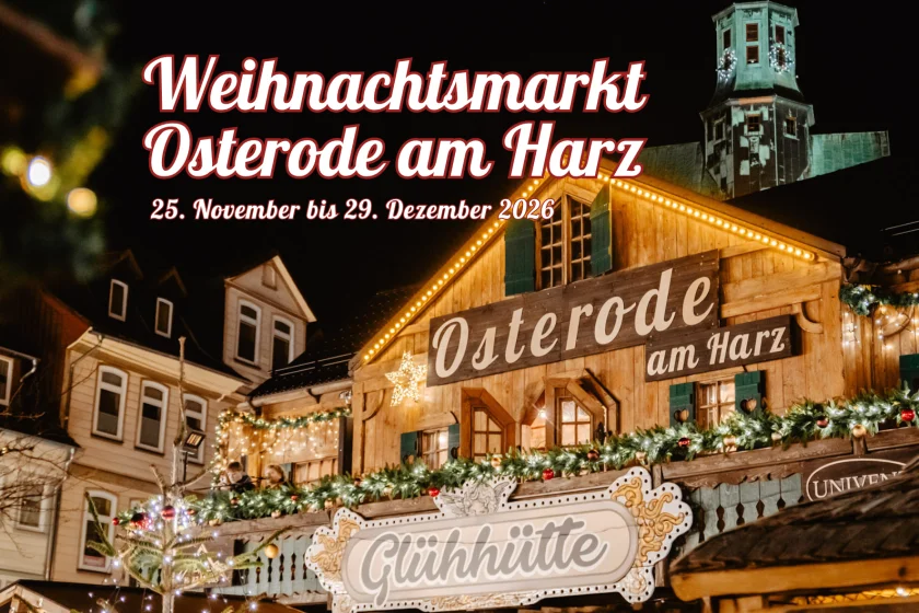 Osteroder Weihnachtsmarkt - Der Weihnachtsmarkt Osterode 2026 lädt vom 25. November bis 29. Dezember auf den festlich geschmückten Kornmarkt im Herzen der Altstadt ein.