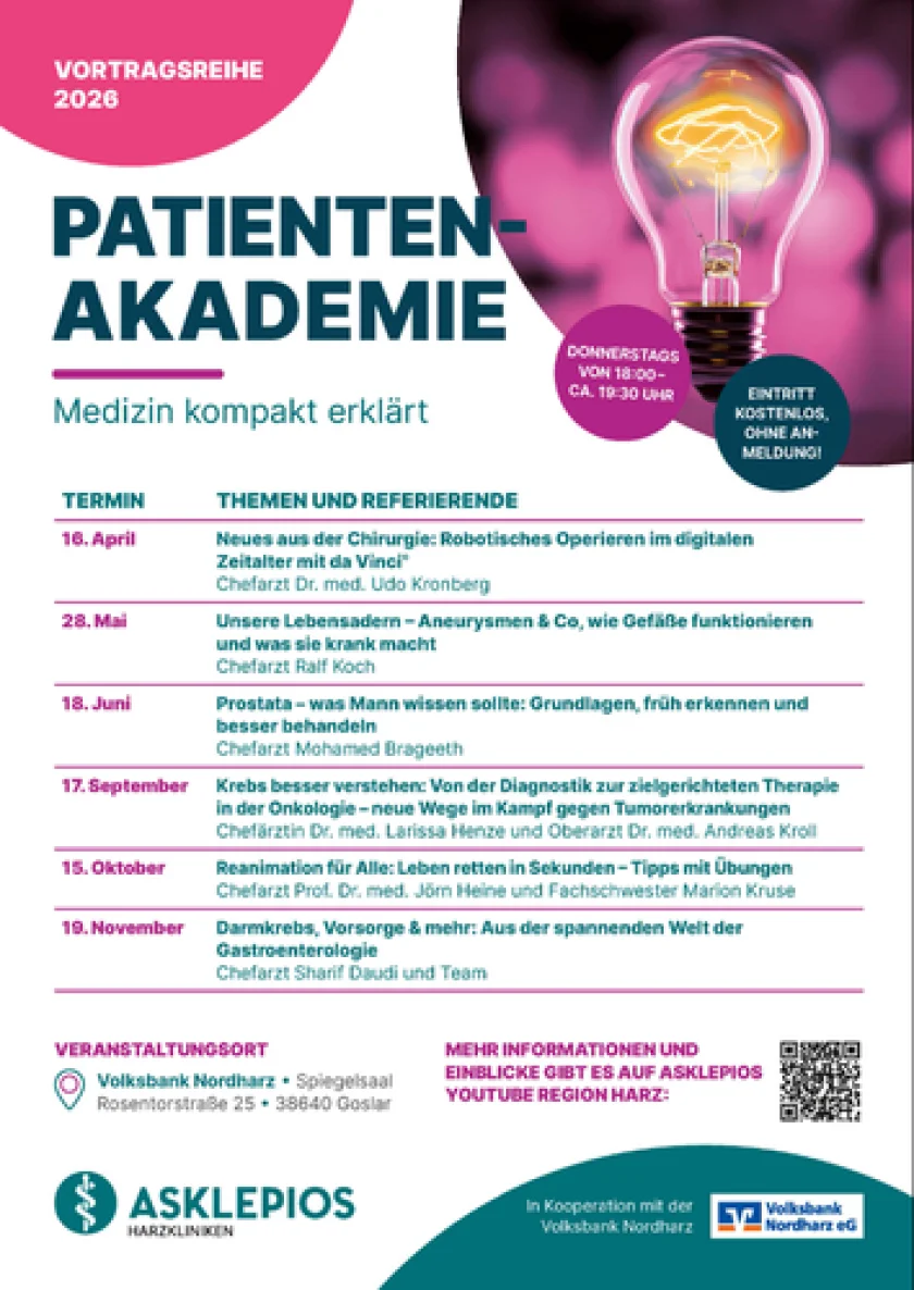 Patientenakademie 2026 – Unsere Lebensadern – Aneurysmen & Co, wie Gefäße funktionieren und was sie krank macht, Referent: Chefarzt Ralf Koch