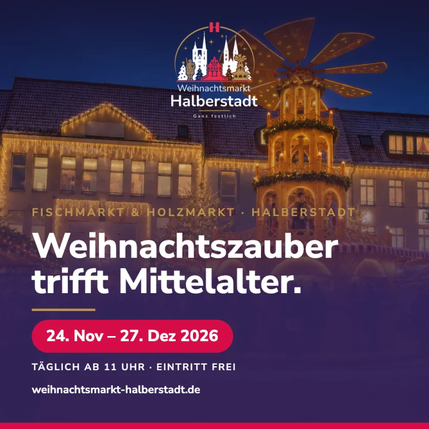 Spielleute & Ritterkämpfe auf dem mittelalterlichen Weihnachtsmarkt Halberstadt 2026 - Mittelalterliche Musik und spannende Ritterkämpfe auf dem Holzmarkt.