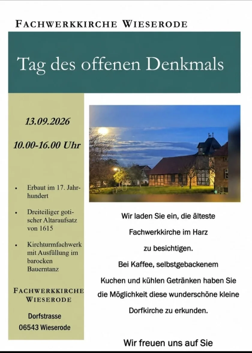 Tag des offenen Denkmals - Tag des offenen DenkmalsFachwerkkirche Wieserode