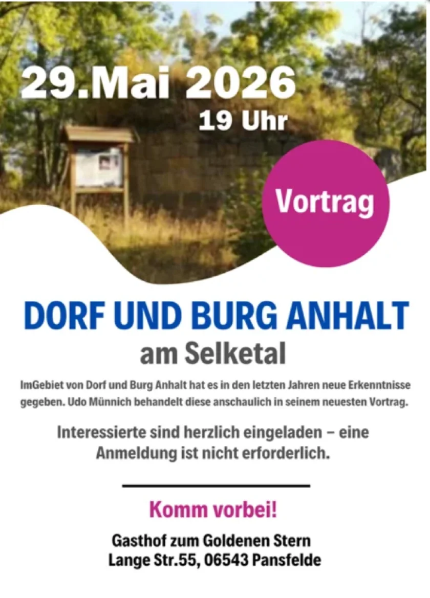 Vortrag Dorf und Burg Anhalt am Selketal - Dorf und Burg Anhalt am Selketal