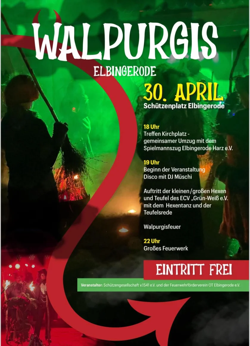 Walpurgis in Elbingerode - mit Rahmenprogramm